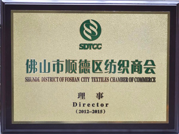 逐梦国际pg-2012年获顺德政府颁发“佛山纺织商会理事单位”
