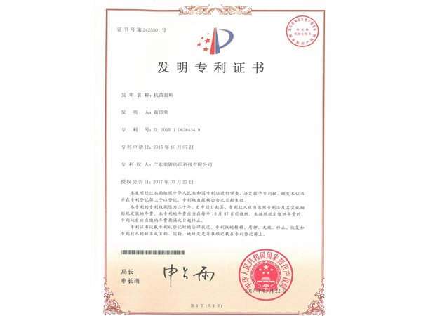逐梦国际pg2017年获顺德政府颁发“发明专利证书”